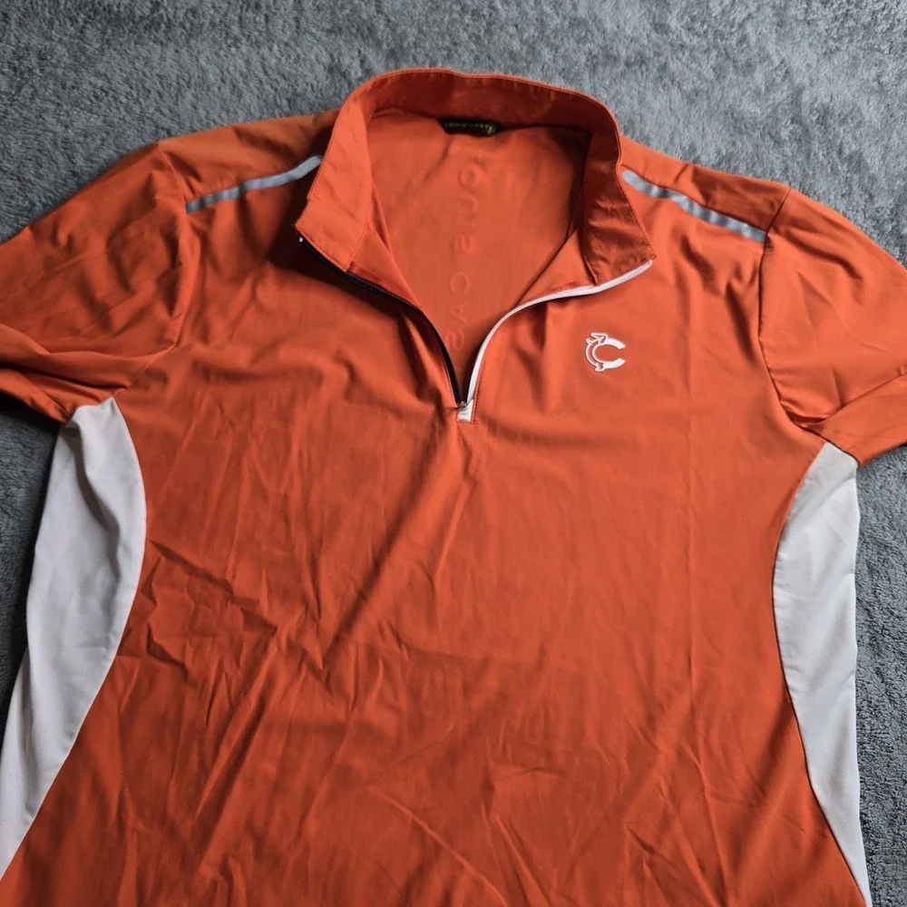 Louis Castel Pullover Shirt Mens Size 105 Orange Long Sleeve 1/4 Zip Golf